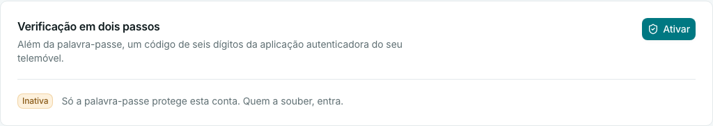 Verificação em dois passos, ainda inativa