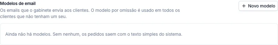 Secção de modelos de email