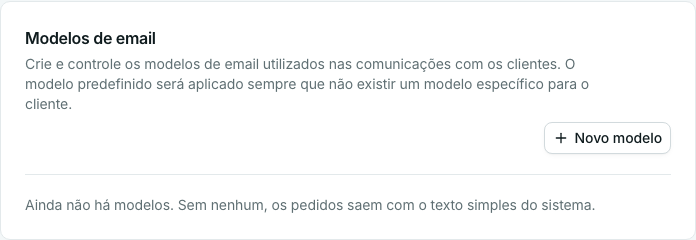 Secção de modelos de email