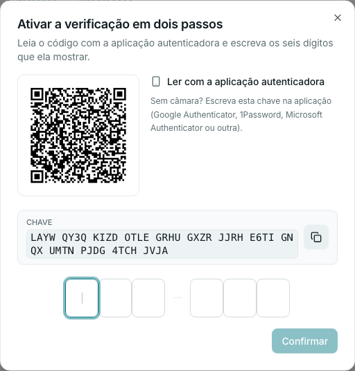 Emparelhar a aplicação autenticadora